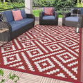GENIMO Outdoor Rug for Patio Clearance, 6'x9' Reversible Plastic Straw Rugs, Lightweight Waterproof RV Camping Mat for Camper, Balcony, Deck, Backyard, Picnic, Red White