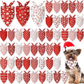 Abbylike 50 Pcs Valentines Day Dog Bandanas Bulk Red and White Polka Dots Stripes Bandanas for Dogs Triangle Kerchief Bibs Scarf for Pet Romantic Costume Photo Props Accessories(19.7 x 13.8 x 13.8)