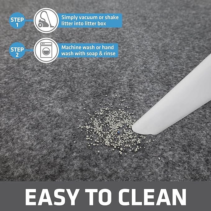 Drymate Cat Litter Box Mat, Litter Trapping Mat, Waterproof, Urine-Proof, Absorbent, Machine Washable, Soft on Paws, Contains Mess, Protects Floors, Kitten Supplies, Light Grey, 29x36 XL