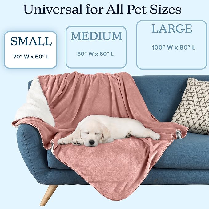 PETMAKER Dog Blanket - 60x70in Reversible Sherpa Blanket - Throw Blankets for Bed, Couch, Crate, or Car - Machine Washable Puppy Essentials (Pink)