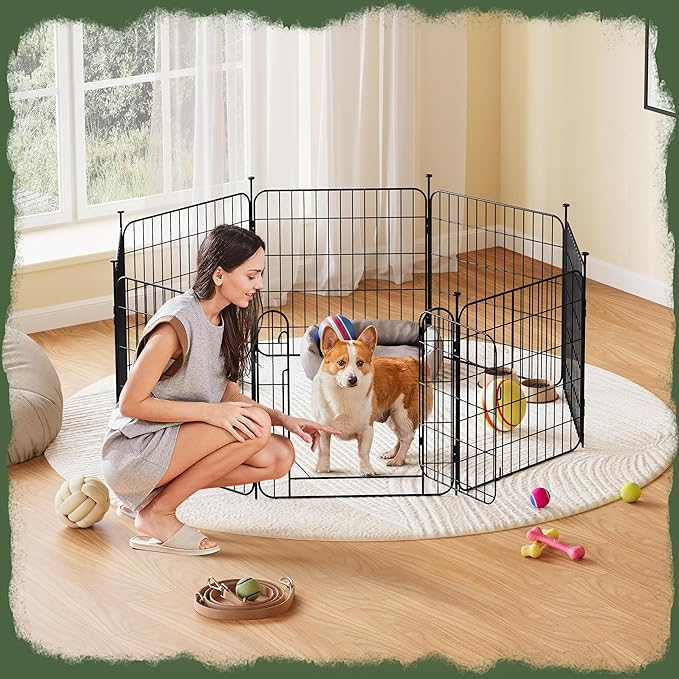 Yaheetech Expandable Dog Playpen, 8 Panel 24 inch Puppy Playpen with Door Indoor/Outdoor Pet Fence for Small Medium Dogs