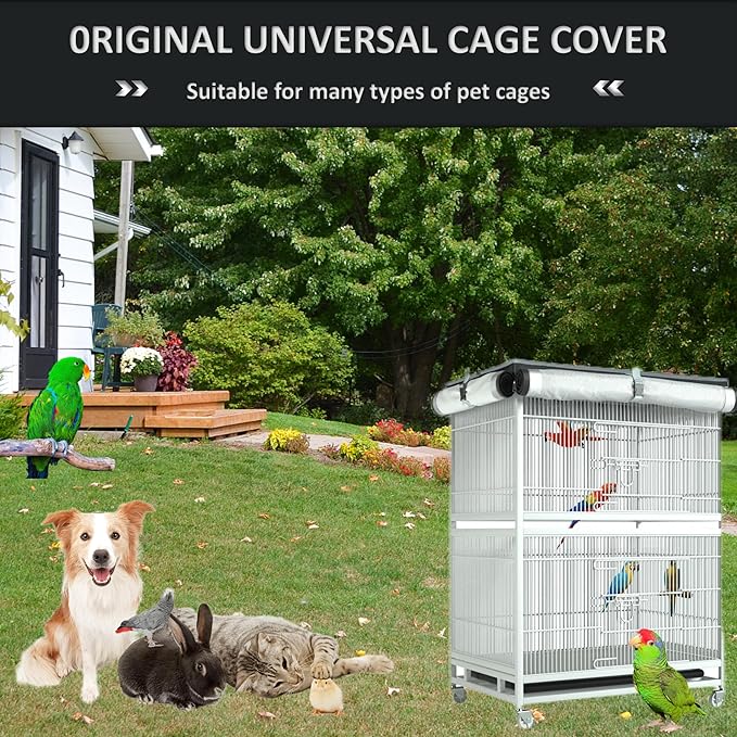 Universal Large Bird Cage Cover - 600D Cage Covers for Night, Good Night Bird Cage Cover for Large Birdcage -L31″xW20″xH51″