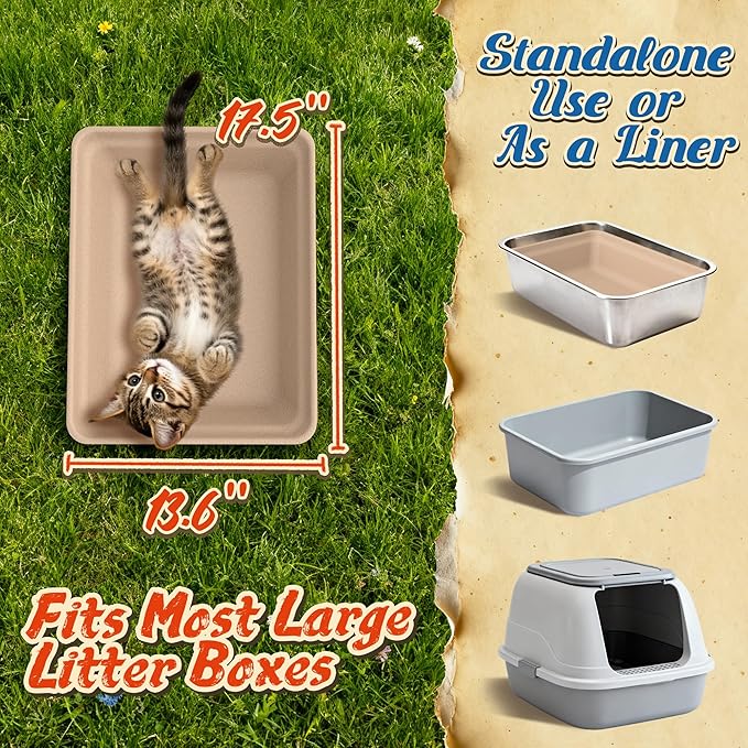 16-Pack Disposable Litter Boxes for Cats: 8/12/16 Portable Leak-Proof & Odor Control Tray for Kitty Foster Cats Indoor Travel 17.5''x13.6'' Litterbox Liner