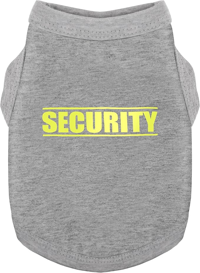 Discover Cozy Cotton Canine Wear: Soft, Lightweight, and Breathable Dog Shirt Vest with Eye-Catching Graphics(Security), Keeping Your Furry Friend Warm and Comfy! Grey S