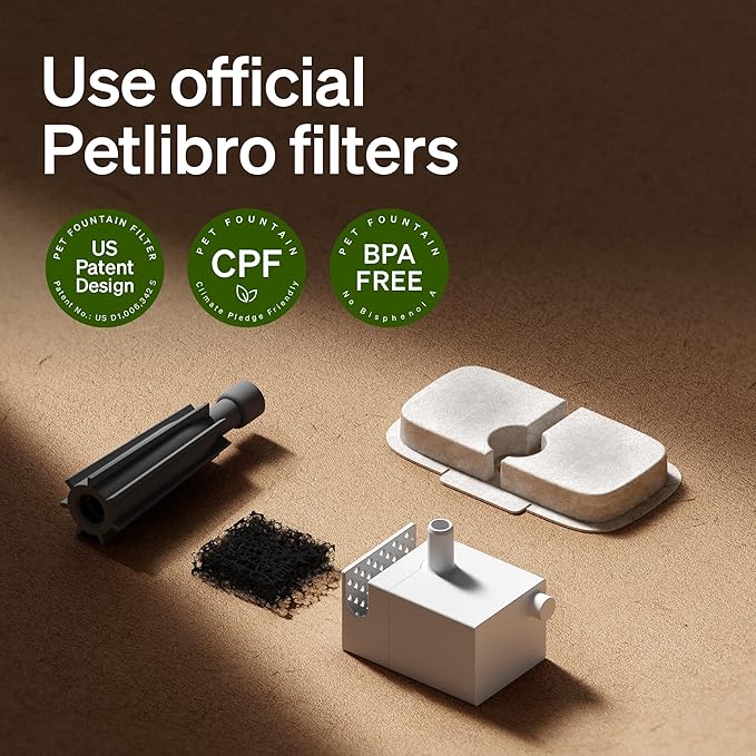 PETLIBRO Cat Water Fountain Filter Replacement, 4-Pack Cat Fountain Filters for Pet Water Fountain PLWF106/116/105/115/005/305, Cat Water Dispenser Filter with Sponges, 2-Month Supply
