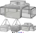 Top and 2 Sides Expandable Cat Carrier 18x13.5x9.5, TSA Airline Approved Dog Carriers for Small Dogs, Soft-Sided Pet Carrier with Self-Locking Zippers for Kitten,Rabbit, Puppy, Guinea Pig Grey