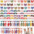 Reginary 100 Pieces Dog Bow Tie Collar Set Include 40 Dog Neckties, and 30 Puppy Bowties, 30 Collar Flowers, Adjustable Pet Ties Grooming for Small Medium Cats Pets Supply(Flower)