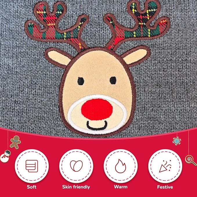 Dog Christmas Sweater Xmas Pet Clothes Cute Gray Reindeer Holiday Puppy Cat Costume New Year Gifts for Small Medium Large Dogs Jumpers (S, Gray Reindeer)