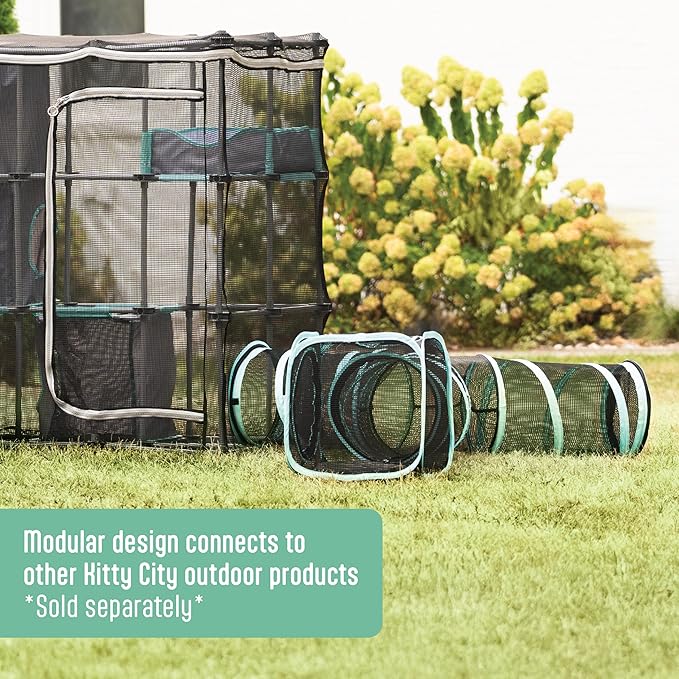Kitty City Outdoor Catio Furniture and Play Kits for Cats, Two Way Tunnel