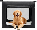 Dog Travel Crate 36 Inch, Portable Soft-Sided Travel Carriers for Dogs and Cats, Foldable Pet Kennel with 3-Doors Mesh Windows Indoor & Outdoor, Black