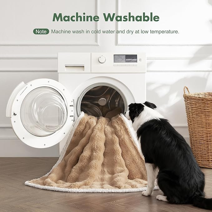 Soft Cozy Waterproof Dog Blanket for Couch - Room Decor Medium Pet Blanket for Furniture Protector, Washable Dog Crate Blankets for Indoors & Outdoors, Khaki, 30"x40"