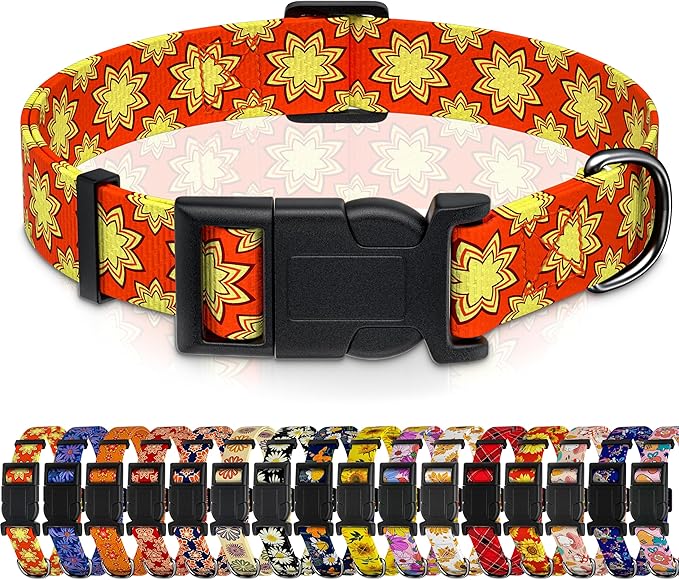 Dog Collar, Classical Indian Spirit Boys Girls Puppy Collar for Small Medium Large Dogs, Adjustable Soft Indian Pet Collar with Safety Buckle for Male Females(Yellow,XS)