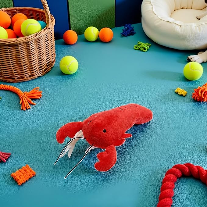 Dog Lobster Chew Toy Multi-Shape Comfortable to Touch Plush Cats Chew Stuffed Toy for Pet No Stuffing Crinkle Plush Dog Toys for Puppy Teething Dogs Training and Reduce Boredom
