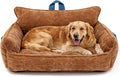 Orthopedic Dog Bed with Memory Foam, Washable Plush Pet Bed for Small, Medium & Large Dogs, Cozy Bolster Crate Dog Bed for Joint Support & Comfort.(Orange)