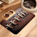 Football Texture Feeding Mat,Laces Stripes Absorbent Quick-Dry Cat Dog Food and Water Bowl Mats,Non-Slip Rubber Backing Mat,Cat Dog Accessories Supplies 16" x 24"