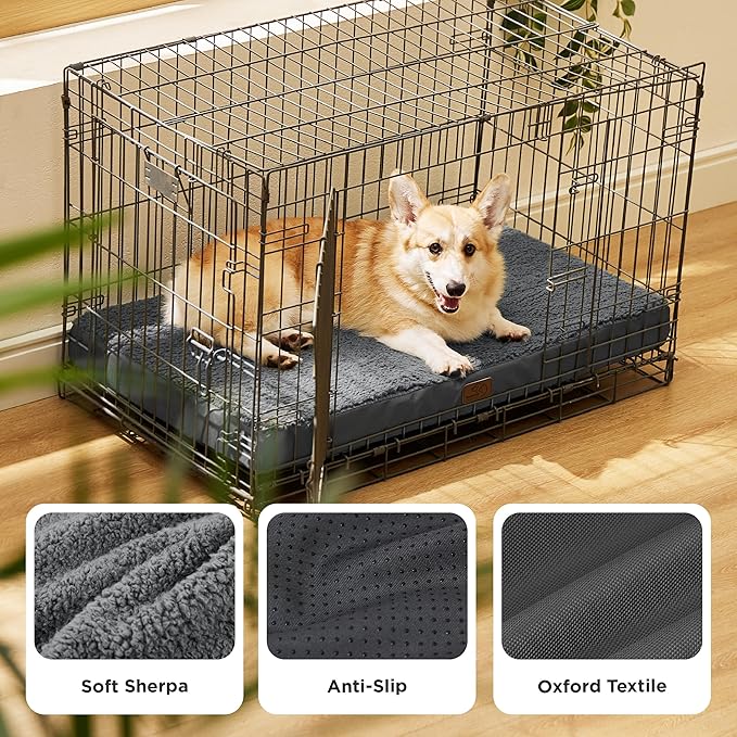 Bedsure Large Dog Bed for Crate - Comfy Flat Pet Beds with Removable Washable Cover, Orthopedic Egg Crate Foam Crate Mat, Suitable for Pet Up to 50 lbs