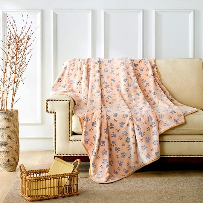 Allisandro Luxurious Dog Blanket, 350 GSM Super Fuzzy Microplush Fleece Pet Blankets for Small Medium Large Dogs and Cats, Brown, 80 x 64 Inches