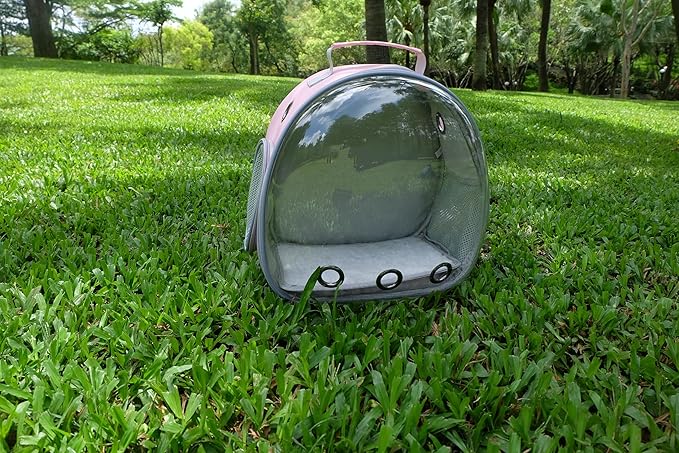 Small Animal Carrier Guinea Pig Backpack,Transparent, Breathable Backpack Carrier for Hedgehogs, Rabbits, Birds, Squirrels, Hamsters, Lizards Comfortable, Portable Travel Bag for Small Pets (Pink)