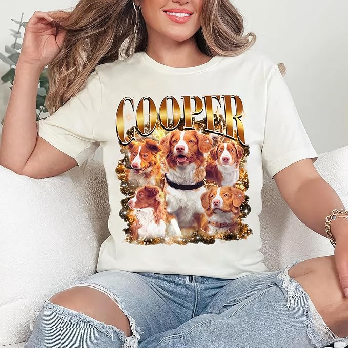 JIX & JOKY Custom Your Own Bootleg Rap Shirts with Dog Faces Custom Pet Shirt for Men Graphic Tshirt Gift Idea for Pet Lovers