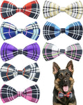 PET SHOW 8 Pack Plaid Big Dogs Collar Bow Ties for Medium Large Dogs Collar Charms Accessories Slides Attachment Bowties for Birthday Wedding Parties Assorted