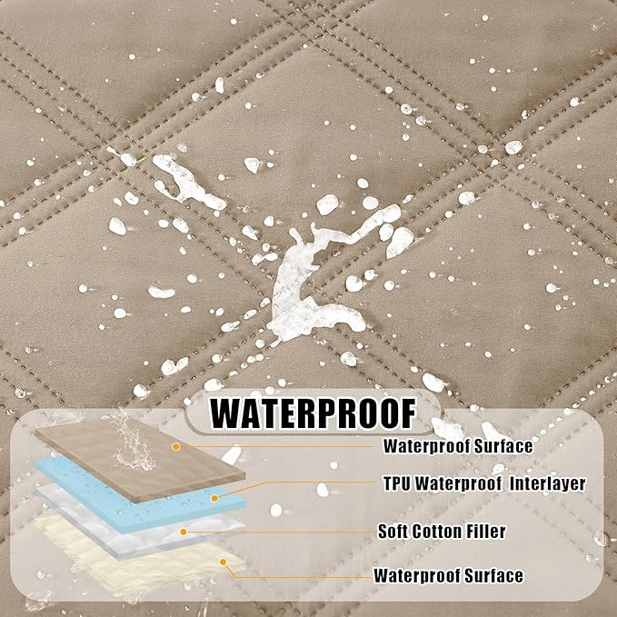Smiry Waterproof Dog Bed Cover Blanket 82x82, Soft Reversible Pet Blanket, Washable Leakproof Cats Dogs Couch Cover for Sofa, Couch, Furniture, Taupe/Beige
