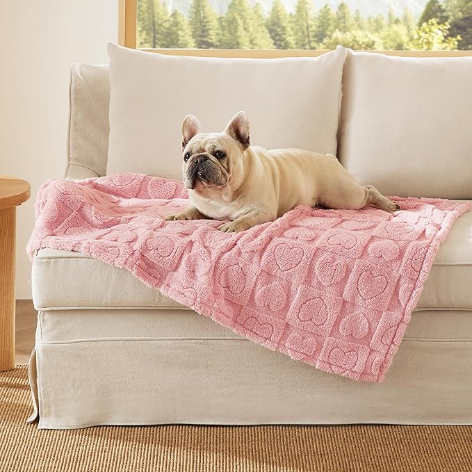 Bedsure Dog Blanket for Medium Dogs Washable - Fluffy Fuzzy Puppy Cat Blanket with Premium 300GSM Coral Fleece Soft for Pet Kitten Doggy, Pink, 30x40IN