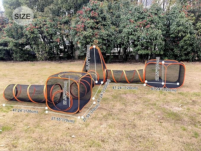 Portable Outdoor Cat Enclosure with Tunnels 6-in-1 Upgraded Reinforcement Pet Playpen Tent House Cage DIY in Multiple Ways for Inside/Outside Rabbits Ferrets Puppy and Small Animals