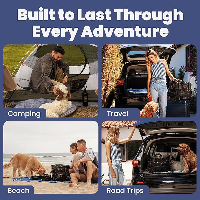 The Original Doggy Bag™ - Complete Dog Travel Bag for Supplies with 2 BPA-Free Travel Dog Bowls & 2 Pet Food Containers - Traveling Kit for Road Trips, Camping, Weekend Away or Doggy Gift: Camo