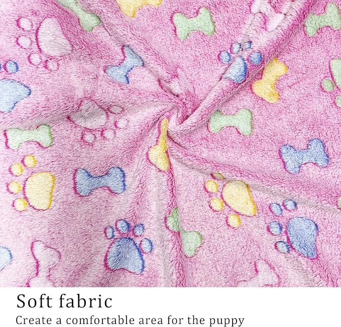 1 Pack 3 Blankets Super Soft Fluffy Premium Fleece Pet Blanket Flannel Paw Printed Throw for Dog Puppy Cat(Large 41x31'', Purple, Pink, Brown)