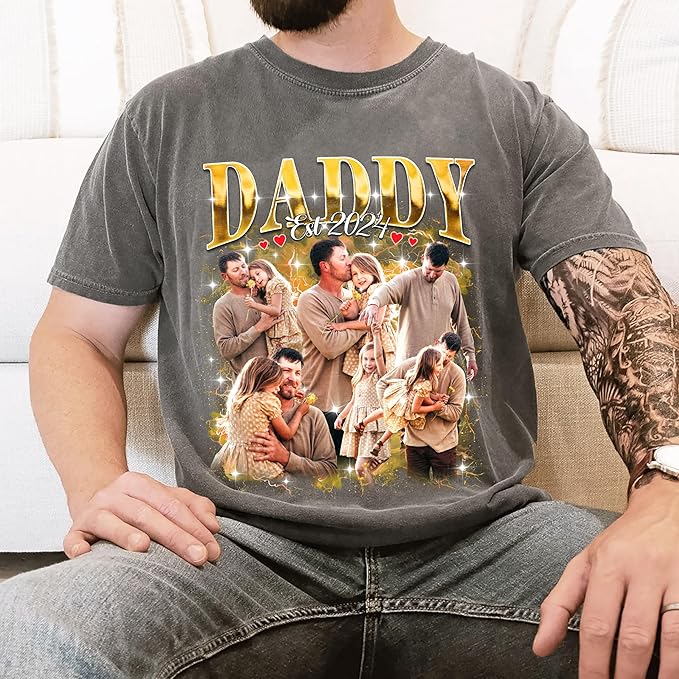 H-DEWALL Custom Shirts Custom Bootleg Rap Shirt for Him Custom Face Shirt with Photo Pet Custom Tees Gift for Dog Cat Lover