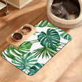 Dog Bowl Mat,Leaves Pet Feeding Mat for Floors Waterproof,Tropical Palm Absorbent Dogs Placemat for Food and Water Quick Dry Pet Cat Feeding Mats with Non Slip Bottom 12" x 20"