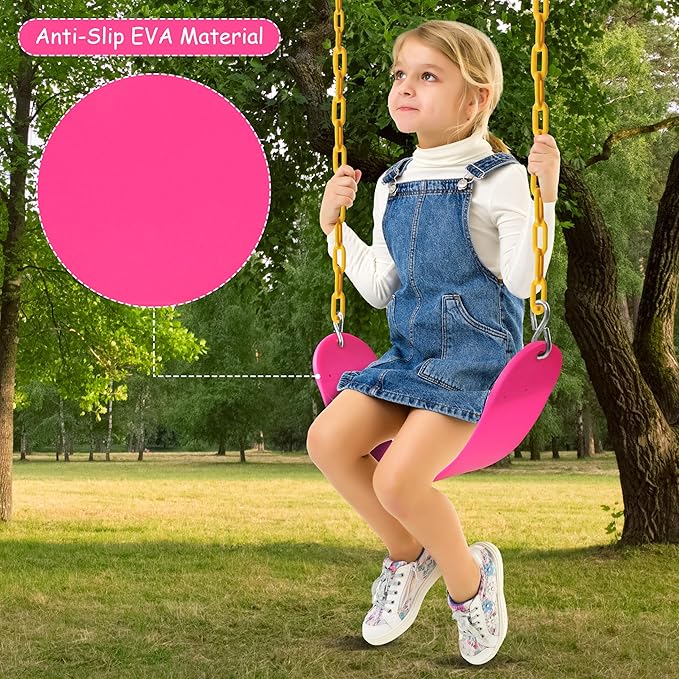 Sunnyglade 8PCS Swings Seats Heavy Duty with 66" Chain, Playground Swing Set Accessories Replacement with Snap Hooks, Support 250lb (8, Pink)