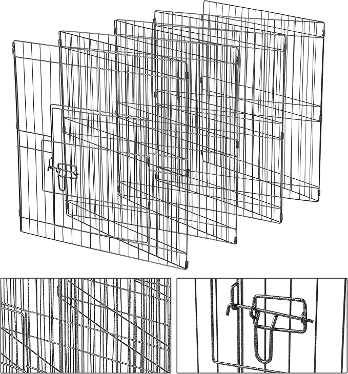 Yaheetech 24 inch Black Metal Pet Playpen 16 Panel Foldable Playpen for Puppy - Outdoor & Indoor with Door - Metal Dog Exercise Pen Barrier Kennel Portable Puppy Fence