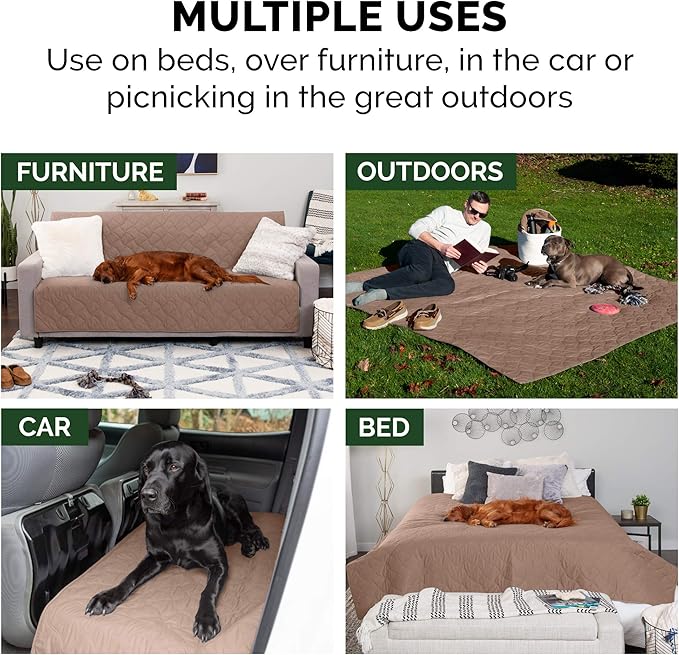 Furhaven Waterproof & Non-Slip King Size Mattress Cover Protector for Dogs & Cats, Washable, For Beds, Couches, & Car Seats - Quilted Twill Blanket Mattress Cover - Brownstone, Jumbo/King Size