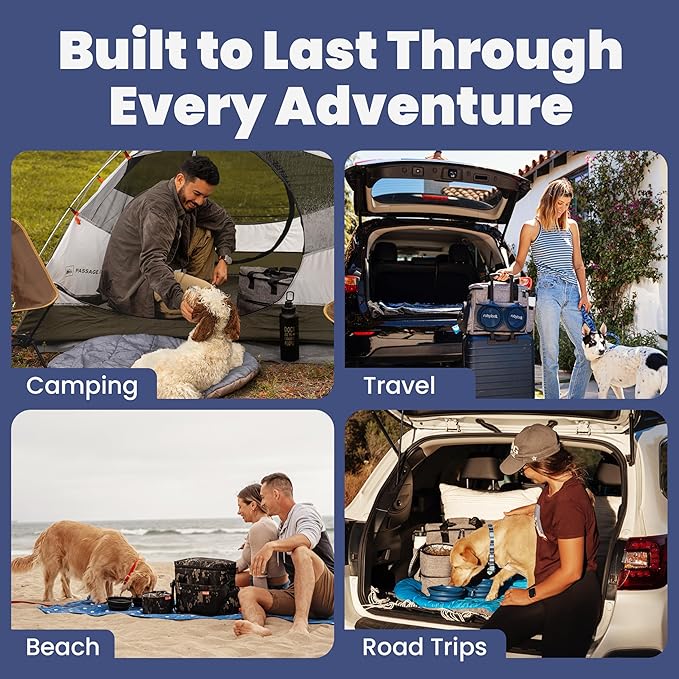 The Original Doggy Bag™ - Complete Dog Travel Bag for Supplies with 2 BPA-Free Travel Dog Bowls & 2 Pet Food Containers - Traveling Kit for Road Trips, Camping, Weekend Away or Doggy Gift: Grey