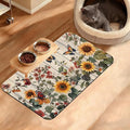 Pet Feeding Mat,Vintage Flower Absorbent Dog Cat Food Mat Rustic Wooden Dog Mat with Rubber Backing,Non-Slip Water Bowl Placemat,Pet Supplies 12" x 20"