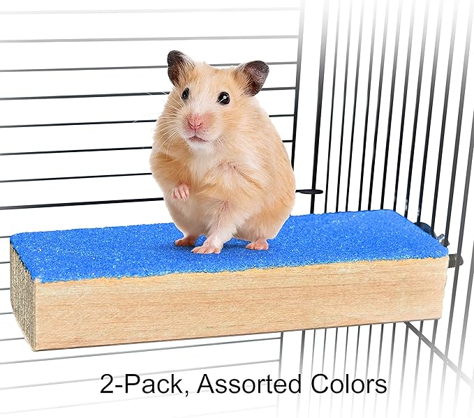 Spoiled Pet® Bird Cage Perch Stand 2-Pack - Beak and Foot Grinding Platform - Parakeets, Cockatiels, Canaries, Finches, Conures, Lories, and Budgies - Hamsters and Gerbils (Wood Perch)