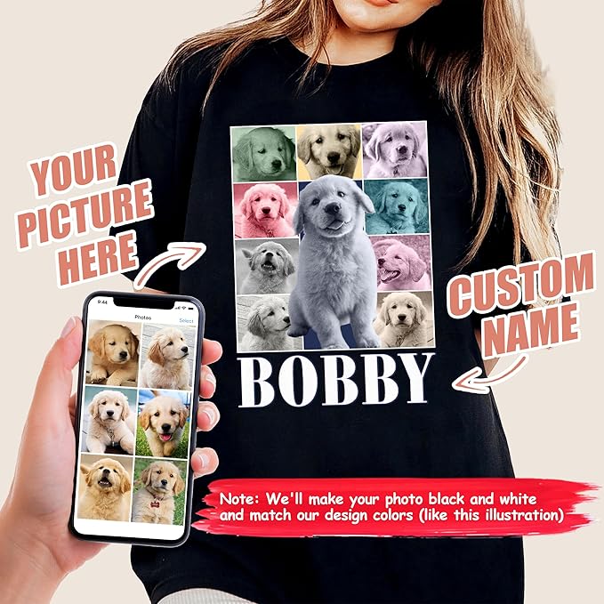 Mit & Mia Custom Your Own Bootleg Rap Shirts for Boyfriend Girlfriend Face Shirt with Photo Gift for Him Her Pet Lovers
