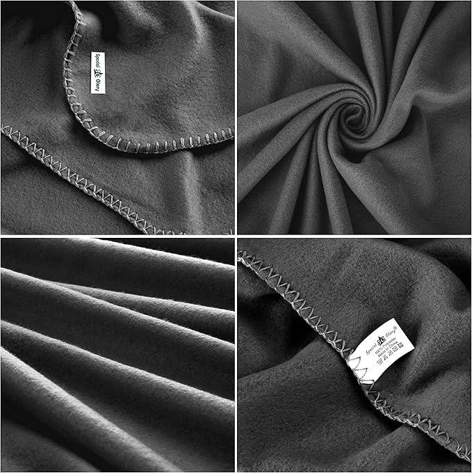 Fleece Throw Blankets Bulk Fleece Blankets Solid Wholesale Lightweight Warm Soft for Pet Bed Sofa Couch Office Wedding Gifts Travel Seasons (Black, Pack of 6-50x60 Inches)