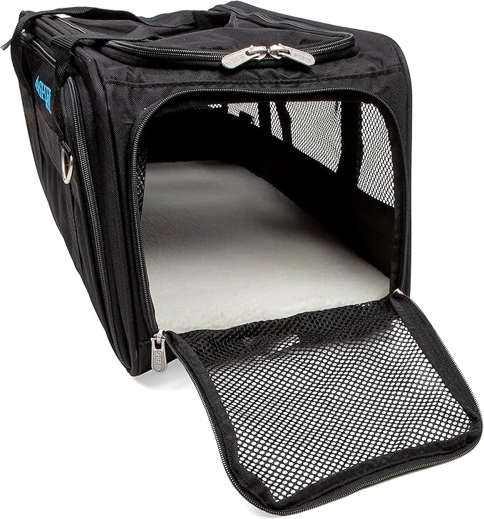 Sherpa Expandable Travel Pet Carrier, Airline Approved & Guaranteed On Board - Black, Medium