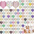 Reginary 120 Packs Spring Dog Bandanas Bulk Flower Dog Scarf Adjustable Holiday Floral Pet Scarf Flower Washable Scarves Triangle Drool Bibs for Cat Pet Costume Supply