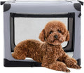 Dog Travel Crate 24 Inch, Portable Soft-Sided Travel Carriers for Dogs and Cats, Foldable Pet Kennel with 3-Doors Mesh Windows Indoor & Outdoor, Grey