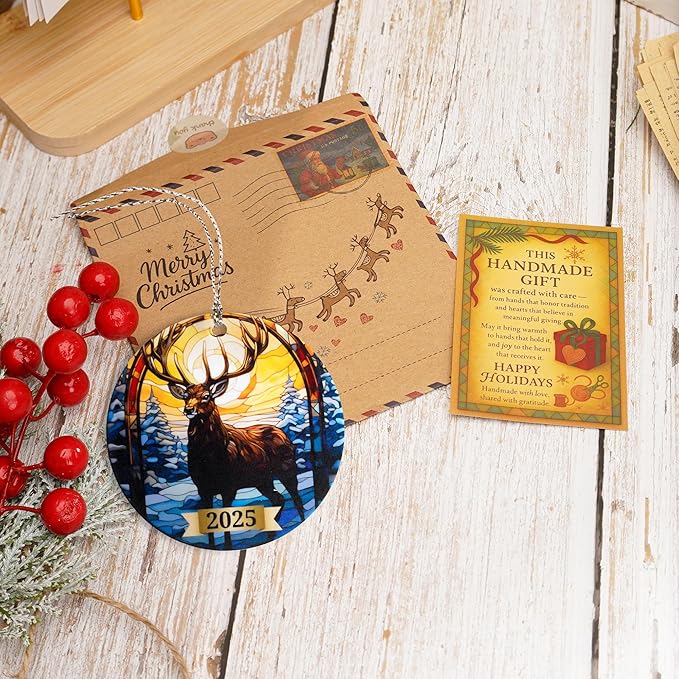Reindeer Ornament, Christmas Ornaments 2025, Hunting Ornaments for Christmas Tree, Majestic Deer Winter Scene Decoration, Rustic Wildlife Holiday Keepsake Gift for Hunters and Nature Lovers