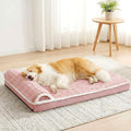 Orthopedic Jumbo Dog Bed Large Sized Dog with Pillow 56''X40'' Waterproof Soft Comfortable Egg Crate Foam Pet Crate Beds Mat with Removable Washable Cover and Non-Slip Bottom, Pink