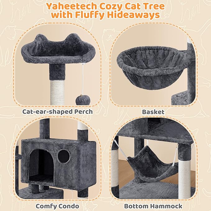 Yaheetech 73inch Cat Tree, Cat Stand Furniture with Scratching Posts Perches Hammock as Indoor Kittens Activity Center