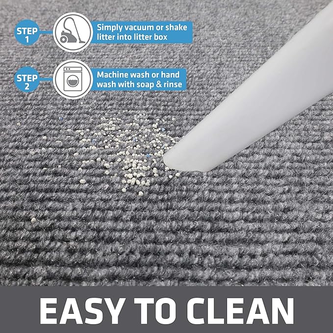 Drymate Cat Litter Box Mat, Litter Trapping Mat, Waterproof, Urine-Proof, Absorbent, Machine Washable, Soft on Paws, Contains Mess, Protects Floors, Kitten Supplies, Grey, 28x36 XL