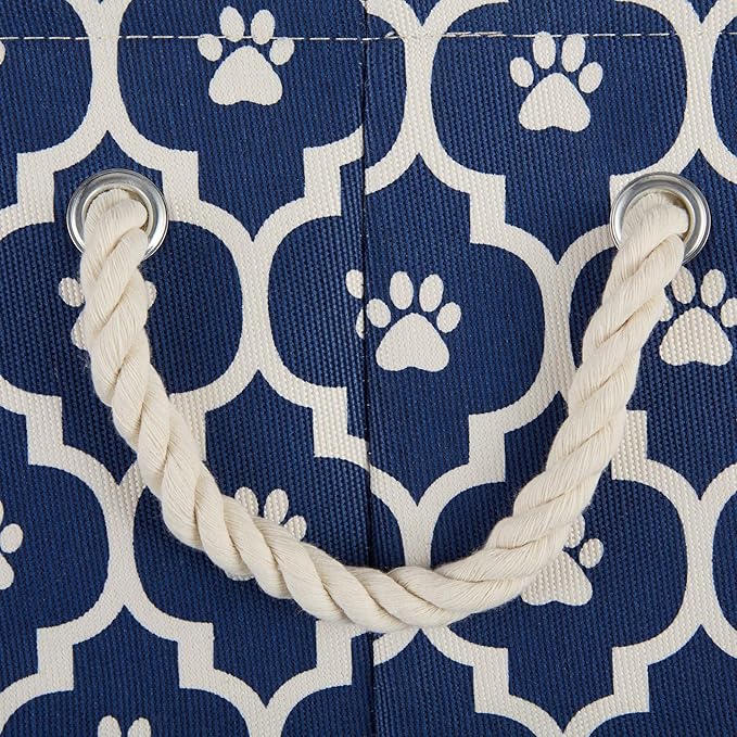 Bone Dry 6192 Pet Storage Collection Lattice Paw Print, Medium Round, Nautical Blue