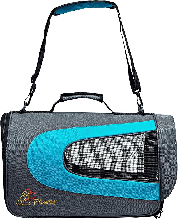 Pawer 18” x 11”x 11” Soft-Sided Foldable Airline Approved Pet Carrier for Cat, Puppy and Small Dog, Washable 600D Oxford Fabric, with Handle and Strap for Carry, Multiple Colors Available