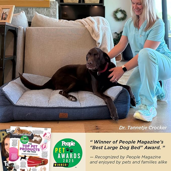 Bedsure SupportMax™ XL Plus Orthopedic Dog Beds Large Sized Dog - Extra Thick Supportive Dogs Couch with Waterproof Washable Cover, Jumbo Comfort Pet Sofa with Soft Sherpa & Nonskid Bottom, Brown, 48"