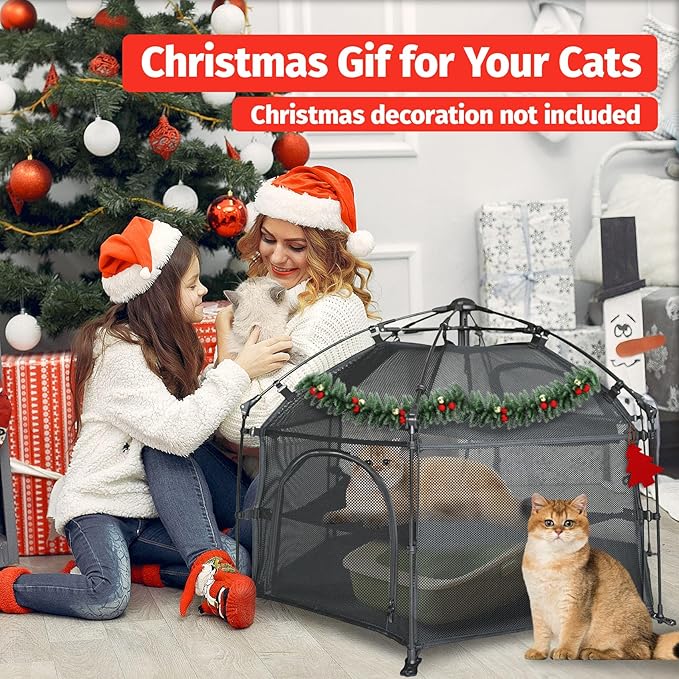 EighteenTek® Catio Outdoor Cat Enclosure 3-Tier Pop up Cat Tent Playpen | Portable Kitten Catio Tower | Pet Playpen Indoor/Outdoor Cats Enclosed | Play Tents for Patio Balcony Courtyard Camping